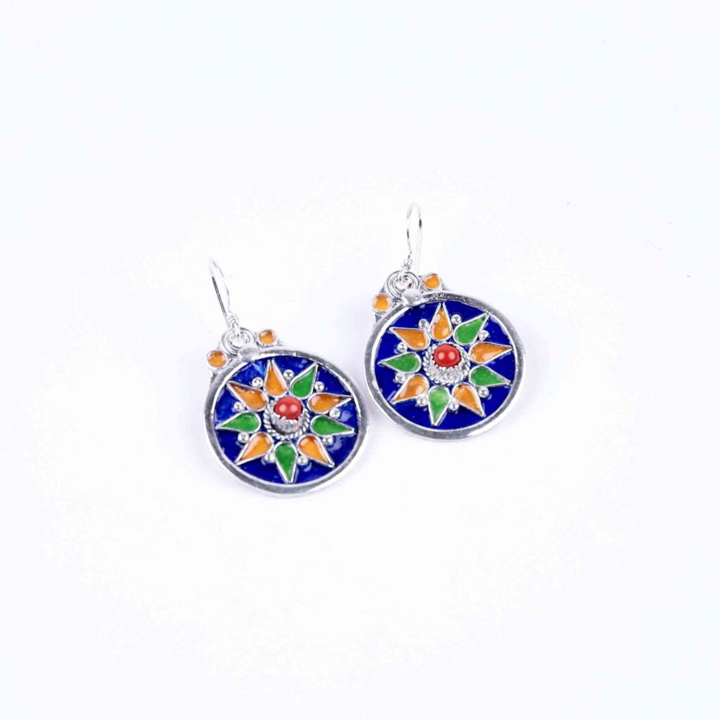 Amazigh_Sousse_Kabyle_earrings_Silver_Enamel_With_Coral_Beads