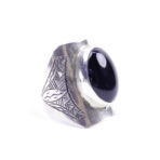 Moroccan Ring, 925 Sterling Silver Vintage Real Black Onyx Gemstone Ring.