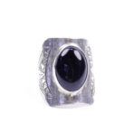 Moroccan Ring, 925 Sterling Silver Vintage Real Black Onyx Gemstone Ring.