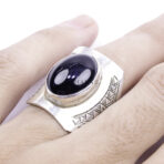 Moroccan Ring, 925 Sterling Silver Vintage Real Black Onyx Gemstone Ring.