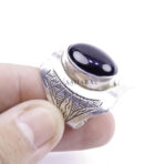 Moroccan Ring, 925 Sterling Silver Vintage Real Black Onyx Gemstone Ring.