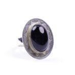 Moroccan Ring, 925 Sterling Silver Vintage Real Black Onyx Gemstone Ring.