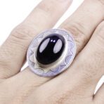 Moroccan Ring, 925 Sterling Silver Vintage Real Black Onyx Gemstone Ring.