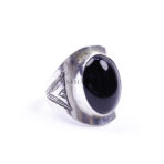 Moroccan Ring, 925 Sterling Silver Vintage Real Black Onyx Gemstone Ring.