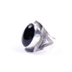 Moroccan Ring, 925 Sterling Silver Vintage Real Black Onyx Gemstone Ring.