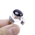 Moroccan Ring, 925 Sterling Silver Vintage Real Black Onyx Gemstone Ring.