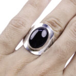 Moroccan Ring, 925 Sterling Silver Vintage Real Black Onyx Gemstone Ring.