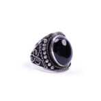 Moroccan Ring, 925 Sterling Silver Vintage Real Black Onyx Gemstone Ring.