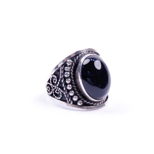 Moroccan Ring, 925 Sterling Silver Vintage Real Black Onyx Gemstone Ring.