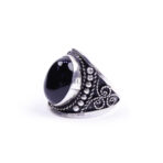 Moroccan Ring, 925 Sterling Silver Vintage Real Black Onyx Gemstone Ring.