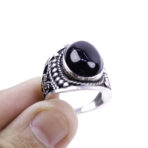 Moroccan Ring, 925 Sterling Silver Vintage Real Black Onyx Gemstone Ring.