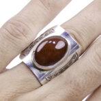 Moroccan Ring, 925 Sterling Silver Vintage Real Red Agate Gemstone Ring