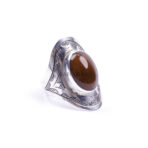 Moroccan Ring, 925 Sterling Silver Vintage Real Red Agate Gemstone Ring