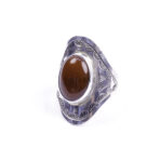 Moroccan Ring, 925 Sterling Silver Vintage Real Red Agate Gemstone Ring