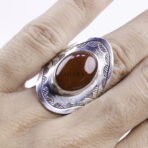 Moroccan Ring, 925 Sterling Silver Vintage Real Red Agate Gemstone Ring