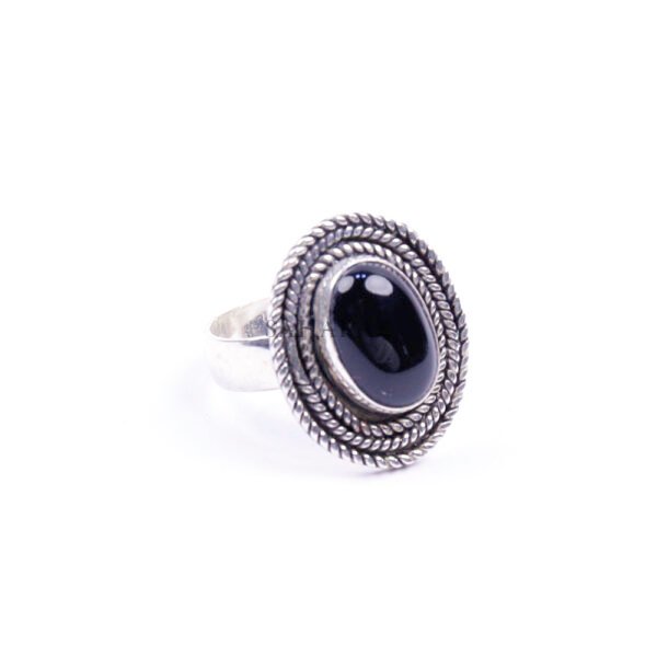 Moroccan Ring, 925 Sterling Silver Vintage Real Black Onyx Gemstone Ring.