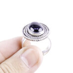 Moroccan Ring, 925 Sterling Silver Vintage Real Black Onyx Gemstone Ring.