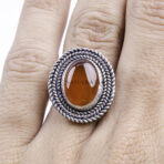 Moroccan Ring, 925 Sterling Silver Vintage Real Red Agate Gemstone Ring