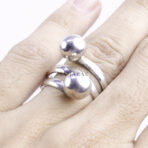 Moroccan Ring, 925 Solid Sterling Silver Double Balls Ring