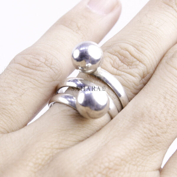 Moroccan Ring, 925 Solid Sterling Silver Double Balls Ring