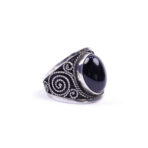 Moroccan Ring, 925 Sterling Silver Vintage Real Black Onyx Gemstone Ring.