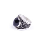 Moroccan Ring, 925 Sterling Silver Vintage Real Black Onyx Gemstone Ring.