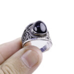 Moroccan Ring, 925 Sterling Silver Vintage Real Black Onyx Gemstone Ring.