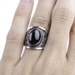 Moroccan Ring, 925 Sterling Silver Vintage Real Black Onyx Gemstone Ring.