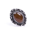 Moroccan Ring, 925 Sterling Silver Vintage Real Red Agate Gemstone Ring