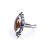 Moroccan Ring, 925 Sterling Silver Vintage Real Red Agate Gemstone Ring