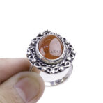 Moroccan Ring, 925 Sterling Silver Vintage Real Red Agate Gemstone Ring