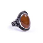 Moroccan Ring, 925 Sterling Silver Vintage Real Red Agate Gemstone Ring