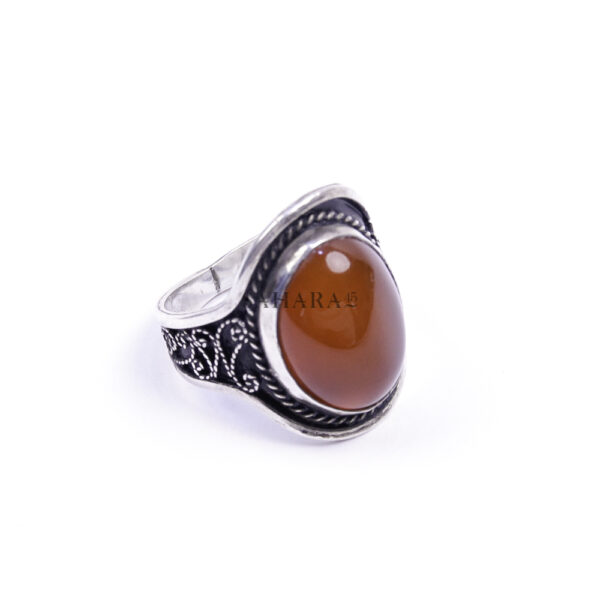 Moroccan Ring, 925 Sterling Silver Vintage Real Red Agate Gemstone Ring