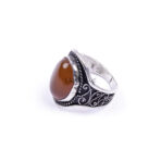 Moroccan Ring, 925 Sterling Silver Vintage Real Red Agate Gemstone Ring