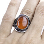 Moroccan Ring, 925 Sterling Silver Vintage Real Red Agate Gemstone Ring