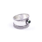 Moroccan Ring, Bali Ring, Simple Rings Sterling Silver with Green stone New 925 Polished Wide Style