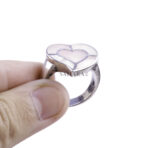 Moroccan Ring, heart shaped ring، 925 Sterling Silver Vintage Real Rose Mother-of-Pearl Leaf Ring