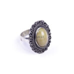 Moroccan Ring, 925 Sterling Silver Vintage Morocco Real Jasper Granulated Square Ring