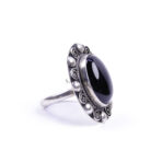 Moroccan Ring, 925 Sterling Silver Vintage Real Black Onyx Gemstone Ring.