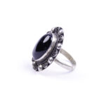 Moroccan Ring, 925 Sterling Silver Vintage Real Black Onyx Gemstone Ring.