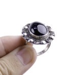 Moroccan Ring, 925 Sterling Silver Vintage Real Black Onyx Gemstone Ring.