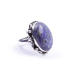 Moroccan Ring, 925 Sterling Silver Vintage Real Lapis Lazuli Gemstone Ring