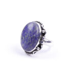 Moroccan Ring, 925 Sterling Silver Vintage Real Lapis Lazuli Gemstone Ring