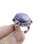 Moroccan Ring, 925 Sterling Silver Vintage Real Lapis Lazuli Gemstone Ring