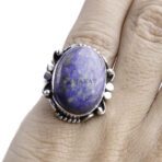 Moroccan Ring, 925 Sterling Silver Vintage Real Lapis Lazuli Gemstone Ring