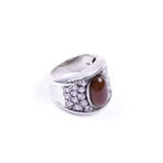 Moroccan Ring, 925 Sterling Silver Vintage Real Red Agate Gemstone Ring