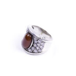 Moroccan Ring, 925 Sterling Silver Vintage Real Red Agate Gemstone Ring