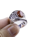 Moroccan Ring, 925 Sterling Silver Vintage Real Red Agate Gemstone Ring