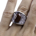 Moroccan Ring, 925 Sterling Silver Vintage Real Red Agate Gemstone Ring