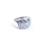 Moroccan Ring, 925 Sterling Silver Vintage Real Blue Mother-of-Pearl Irish Claddagh Ring